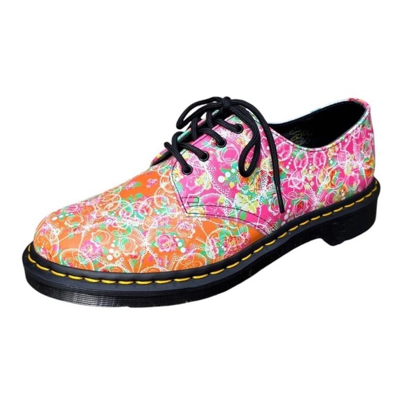 Dr Martens Air Wair Women's 7 Smith Daze Multicolored Floral Lace Up Oxfords New - Picture 1 of 9